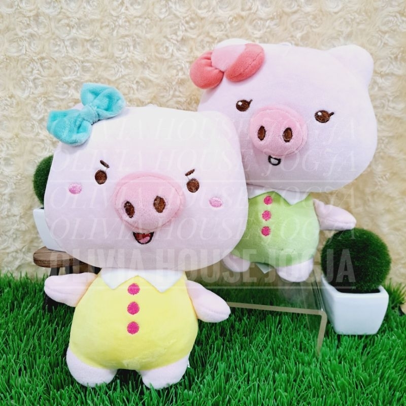 Boneka Babi Baju Hijau Boneka Babi Pig Baju Kuning Boneka Piggy Pita