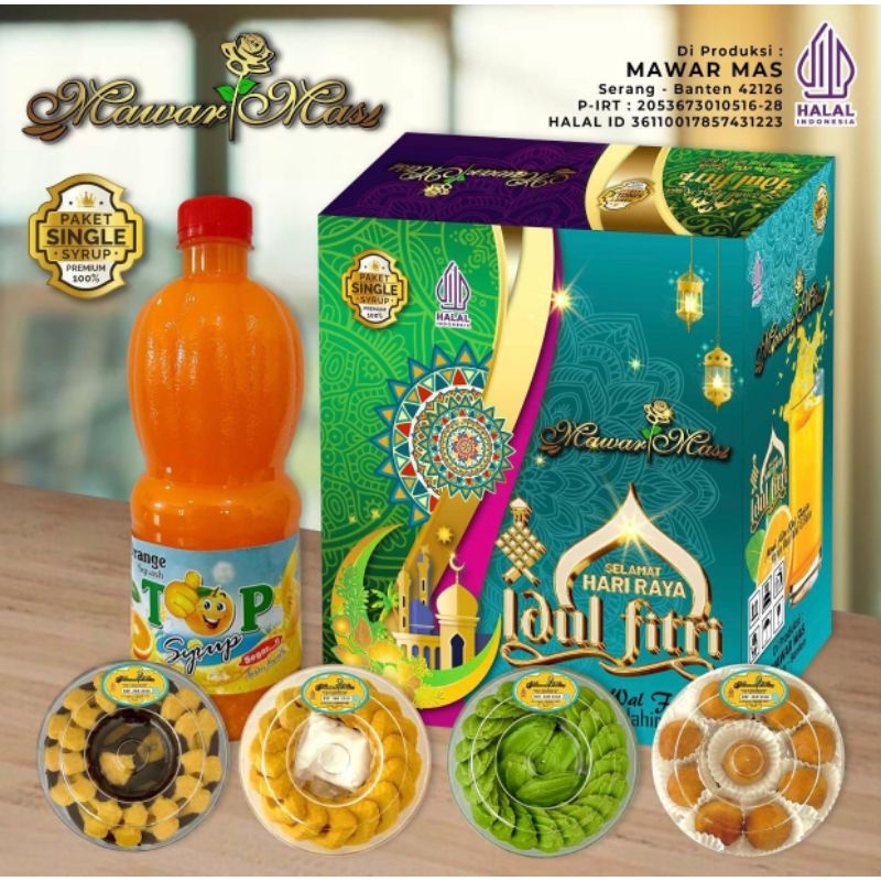 

Kue kering Lebaran Merk mawar mas 4toples kue 1sirup