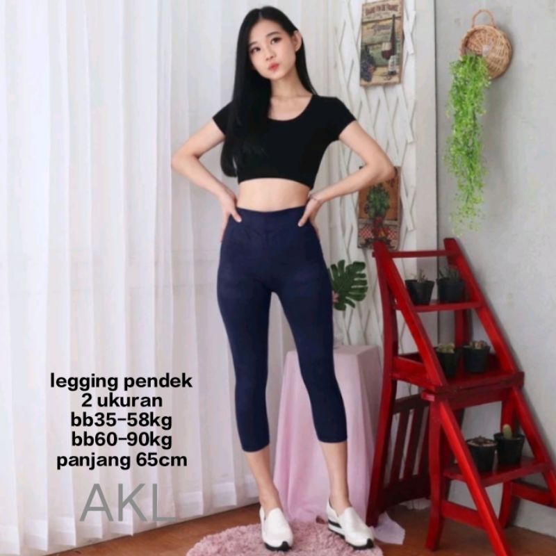 Legging pendek standar dan jumbo bb35-58kg bb60-90kg spandek licin