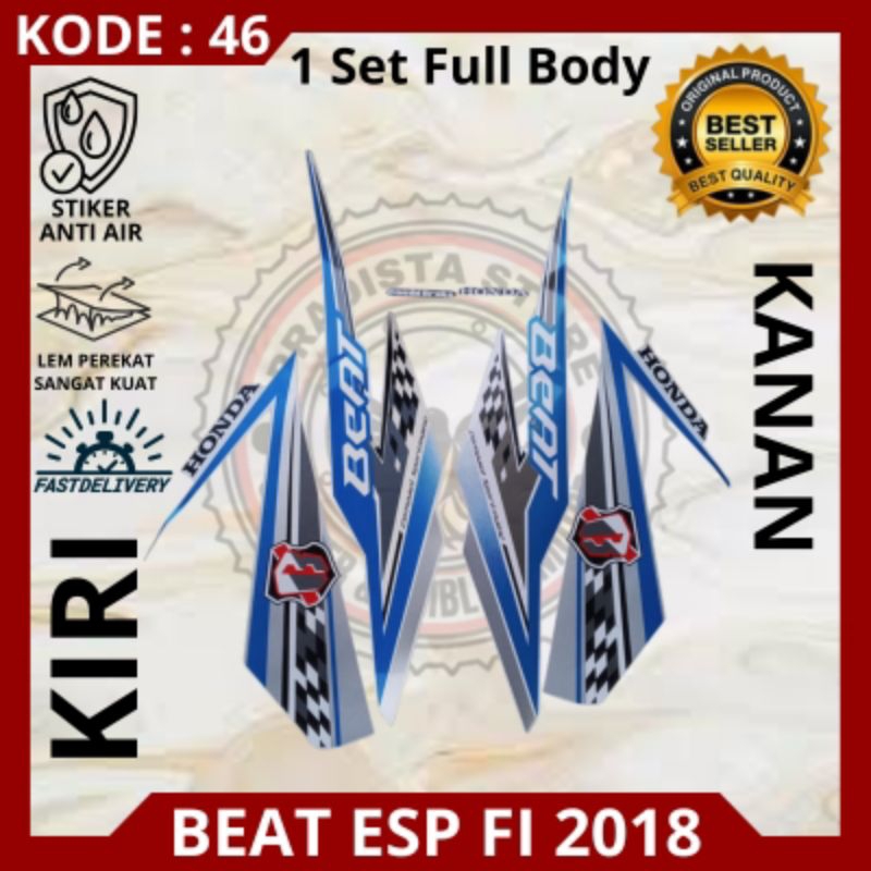 Stiker/striping motor Honda Beat ESP fi tahun 2018 stiker Beat ESP fi 2018/decal Beat ESP fi 2018 wa