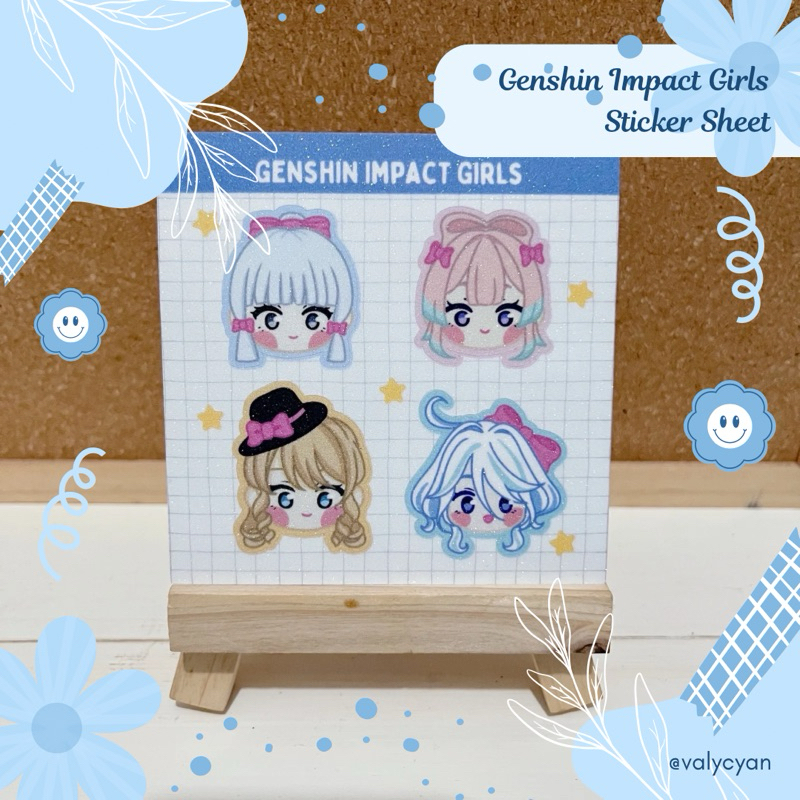 

[ Valycyan ] GI Girls Sticker Sheet - Merchandise Genshin Impact