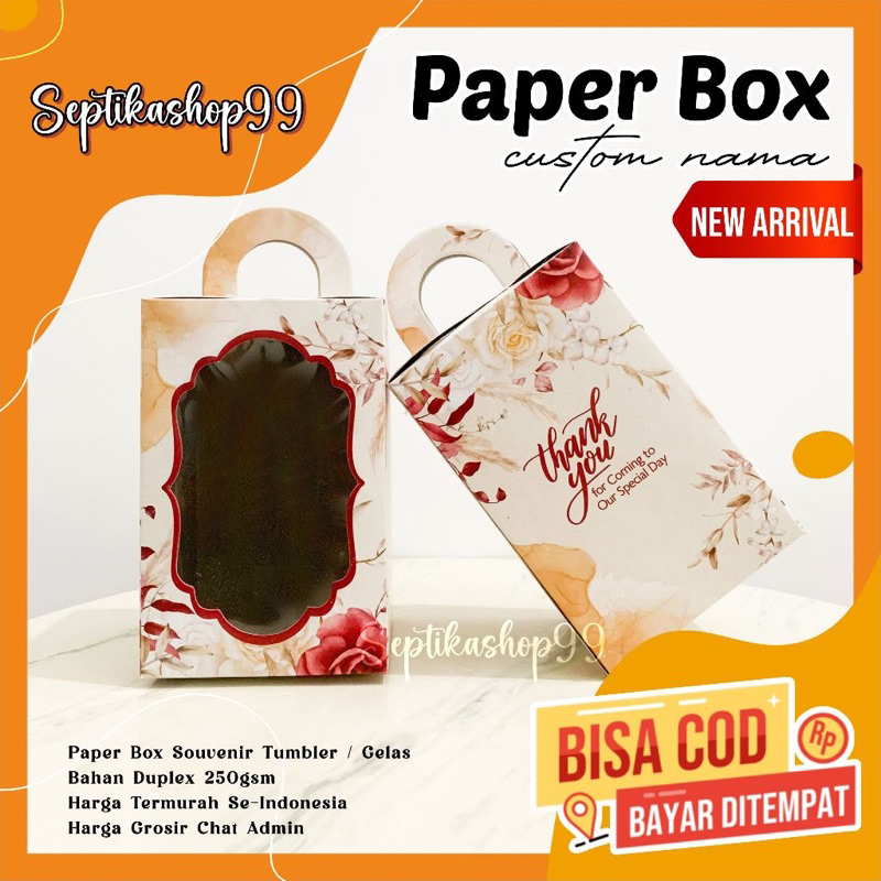 

Box Souvenir 9x9x14 Dus Paper Botol Kotak Mika Pernikahan Duplex Tenteng harga 3 pcs