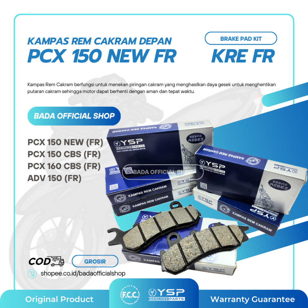 DISPAD/ DISKPAD KOTAK CAKRAM DEPAN / PCX 150 NEW FR /KRE FR/PCX 150 CBS/PCX 160 CBS/ADV 150