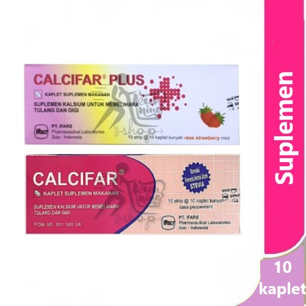 Calcifar dan Calcifar Plus Strip @ 10 kablet kunyah - suplemen tulang, sendi dan gigi