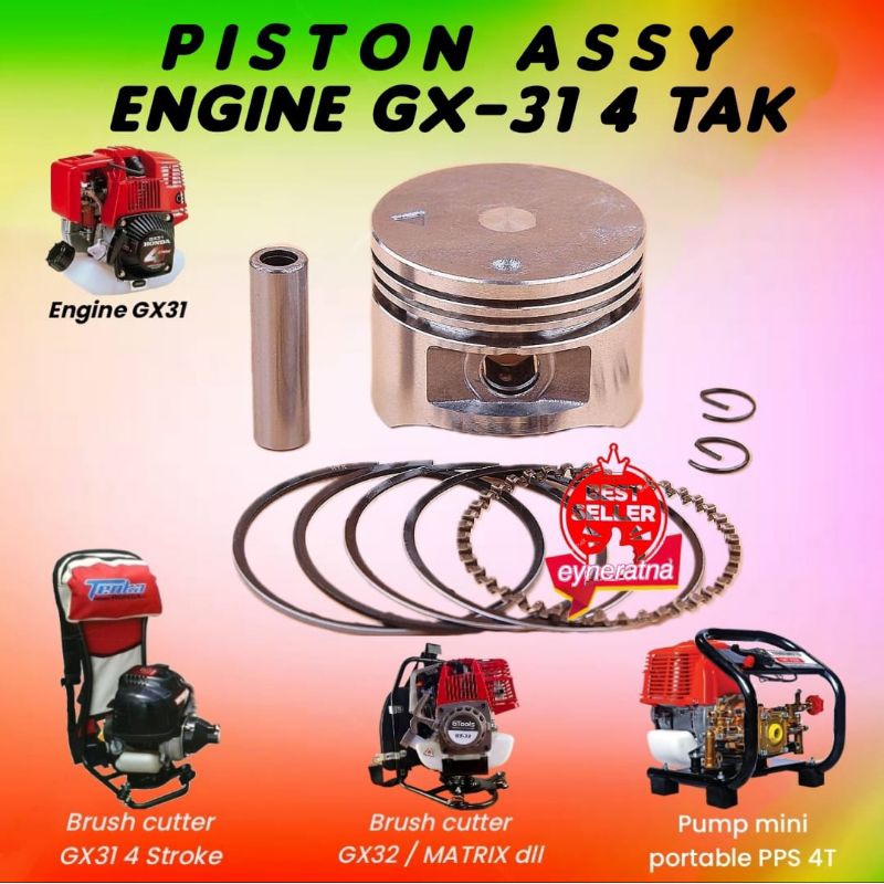 Piston assy GX31 ring per seher seker sokar set mesin potong rumput 4 tak brush cutter GX 31 type 43