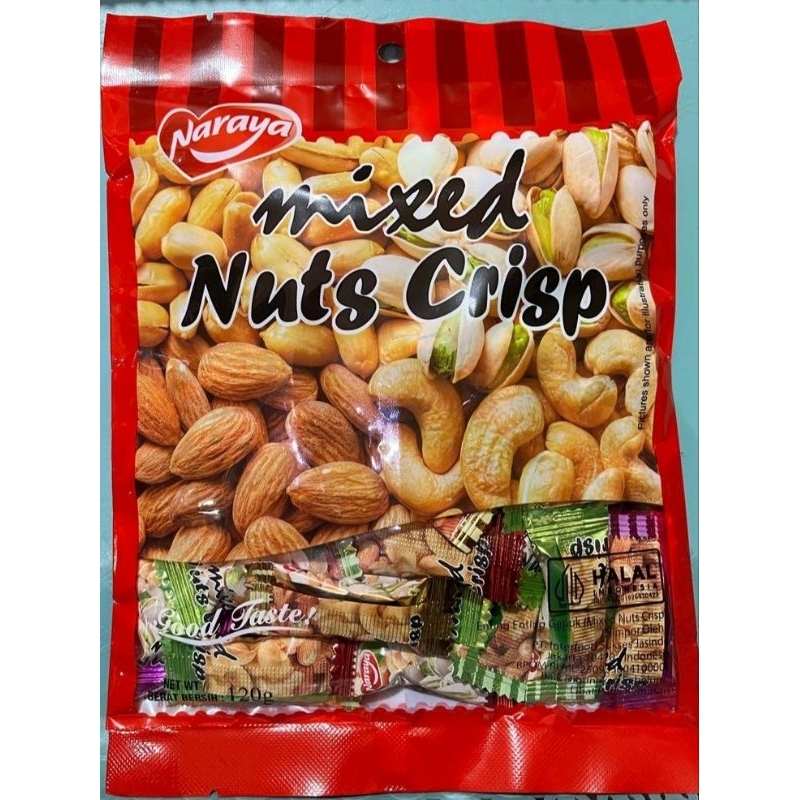 

(BISA COD) Ready Stok Naraya Mix Nuts Crispy 120gr, permen kacang ting ting, permen pistachio, almond, kacang mede