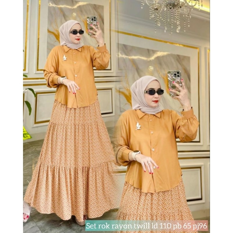 Setelan Rok Rayon Wanita Motif Kekinian Jumbo