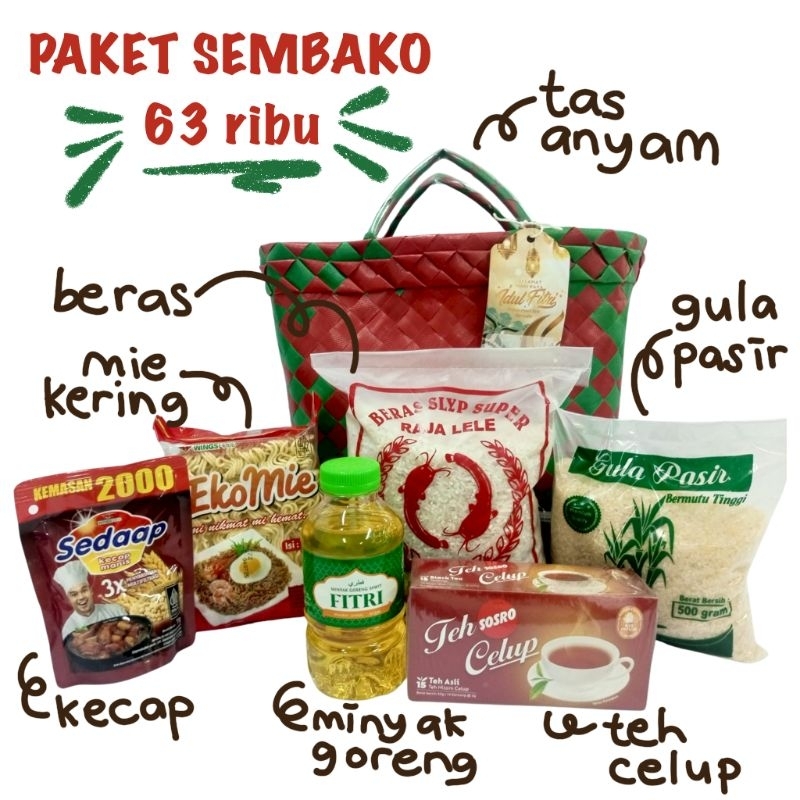 

PROMO Paket Sembako termasuk tas anyam