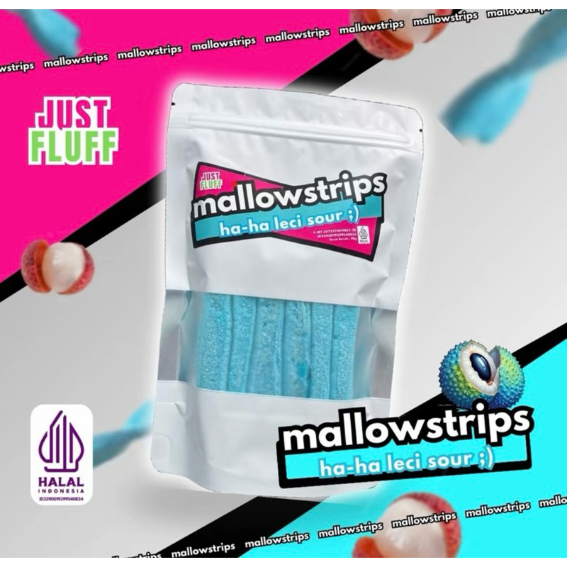 

Mallow Strips OMG Kiwi Melon,haha leci happy orange JustFluff Marshmallow [HALAL]