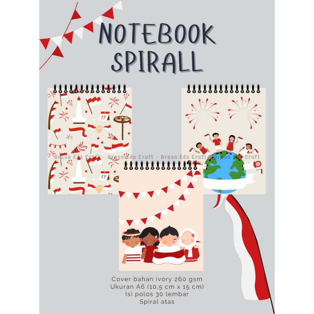 

Notebook Spirall A6 Custom Edisi Hari Kemerdekaan FREE NAMA