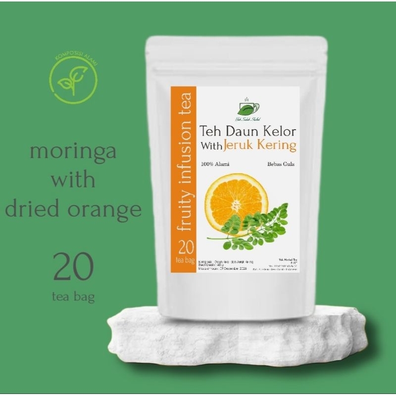 

TEH DAUN KELOR + JERUK KERING / MORINGA LEAF with ORANGE DRIED *yuk seduh