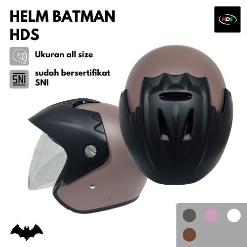 Helm Bogo Polos HDS SNI Batman Half Face Retro Dewasa Pria Wanita Capuccino Doff