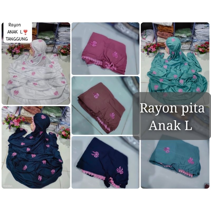 MUKENA RAYON PITA ANAK L  TANGGUNG bordir TERUSAN LAJURAN termurah bisa cod