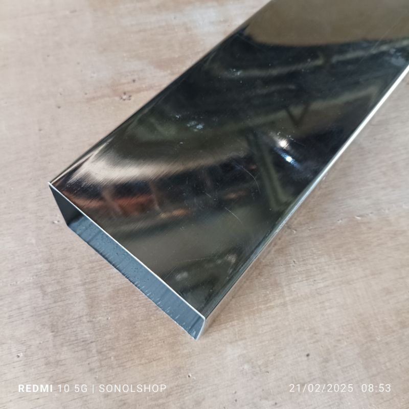 Pipa Kotak Stainless Hollow Stainless 5 cm x 10 cm Tebal 1,2 mm Panjang 60 cm