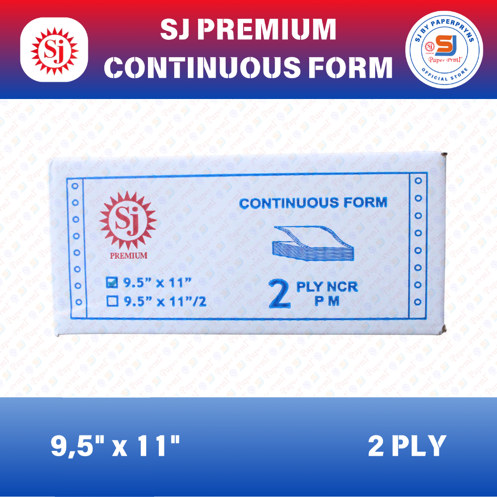 

SJ PREMIUM Continuous Form 9,5" × 11" (2 PLY) NCR Sheets