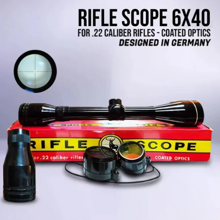 Senapan Rifle Scope Teropong Kijang 6x40 Hitam Telescope Teleskop Like Merek Bushnell Spike T Eagle 