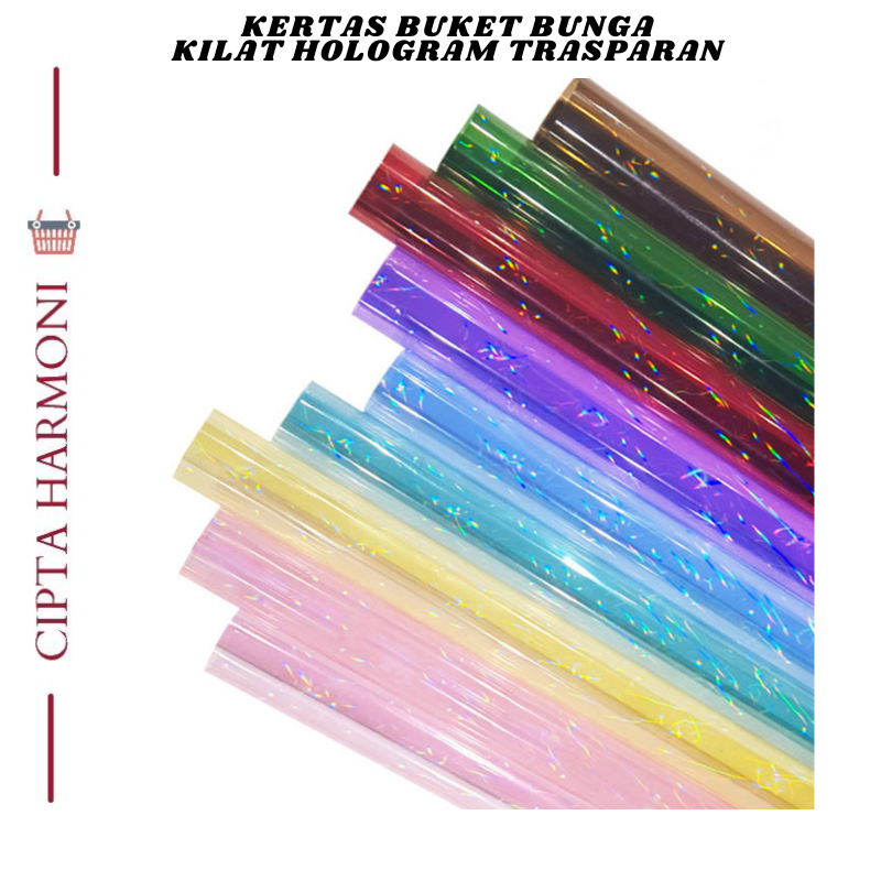 

15 LEMBAR FLOWER WRAPPING PAPER CELLOPHANE KILAT HOLOGRAM TRASPARAN FLORIST KB026