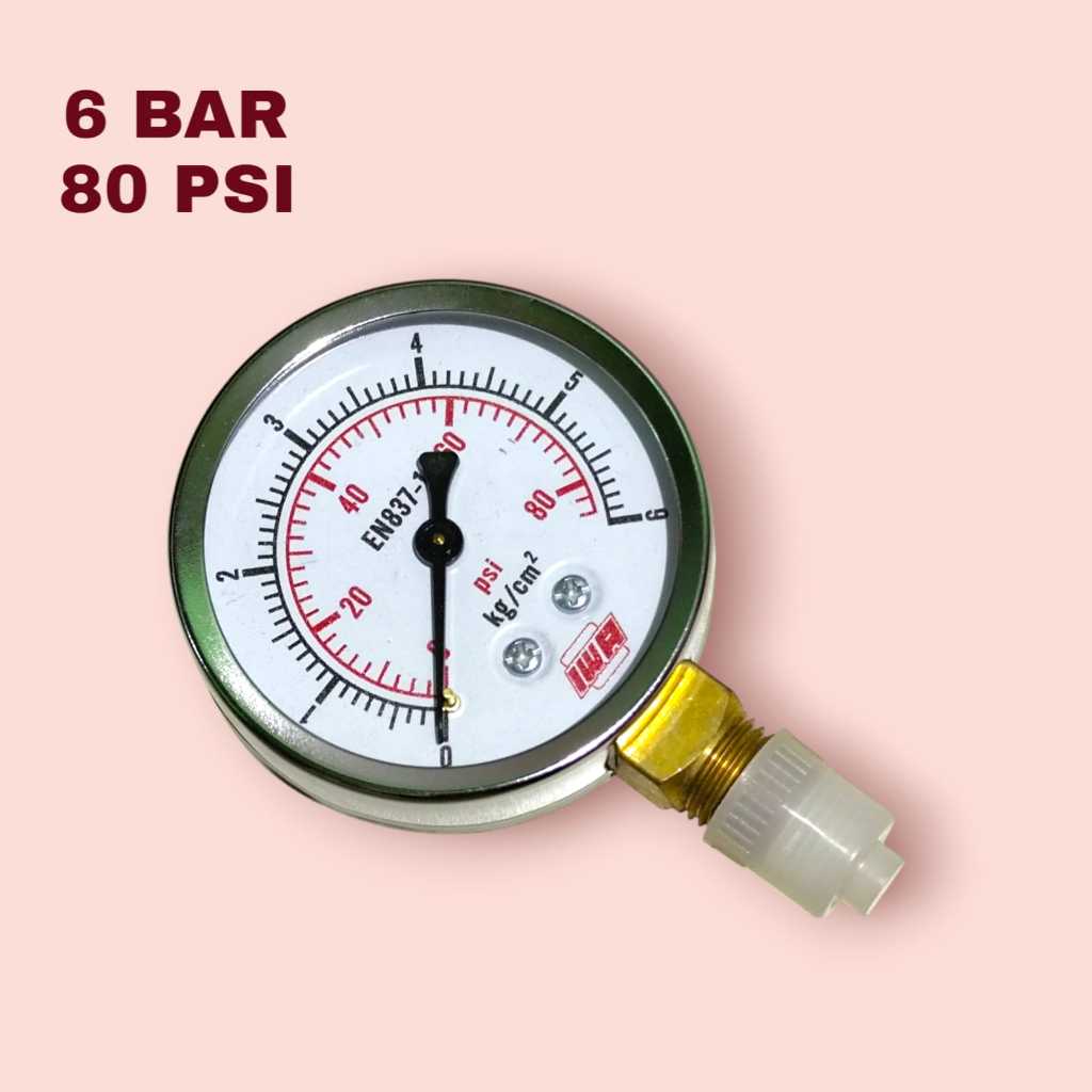 Murah New Alat Ukur Tekanan Angin Kompressor 6 Bar 10 Bar Drat 1/4 - Pressure Gauge 6Bar 10Bar