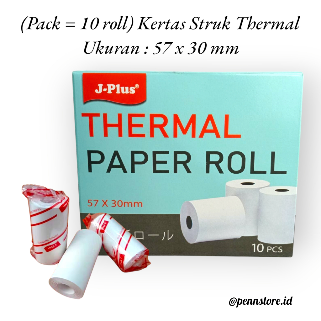 

(Pack = 10 Roll) Kertas Struk Kasir 57 x 30 mm JPLUS - Kertas Thermal Paper Roll isi 10 roll