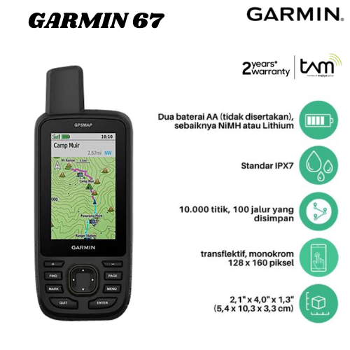 GARMIN GPSMAP 67 GPS67 GPS-67 HANDHELD ALAT SURVEY PENDETEKSI PELACAK JALAN & GARANSI RESMI TAM