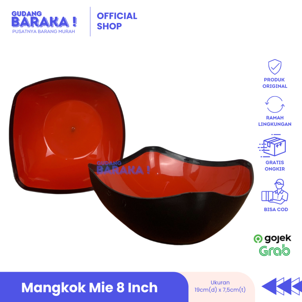 Mangkok Jepang 8 Inch Mangkok Hitam Bakso Mangkok Ramen Besar 8" Plastik Premium Quality
