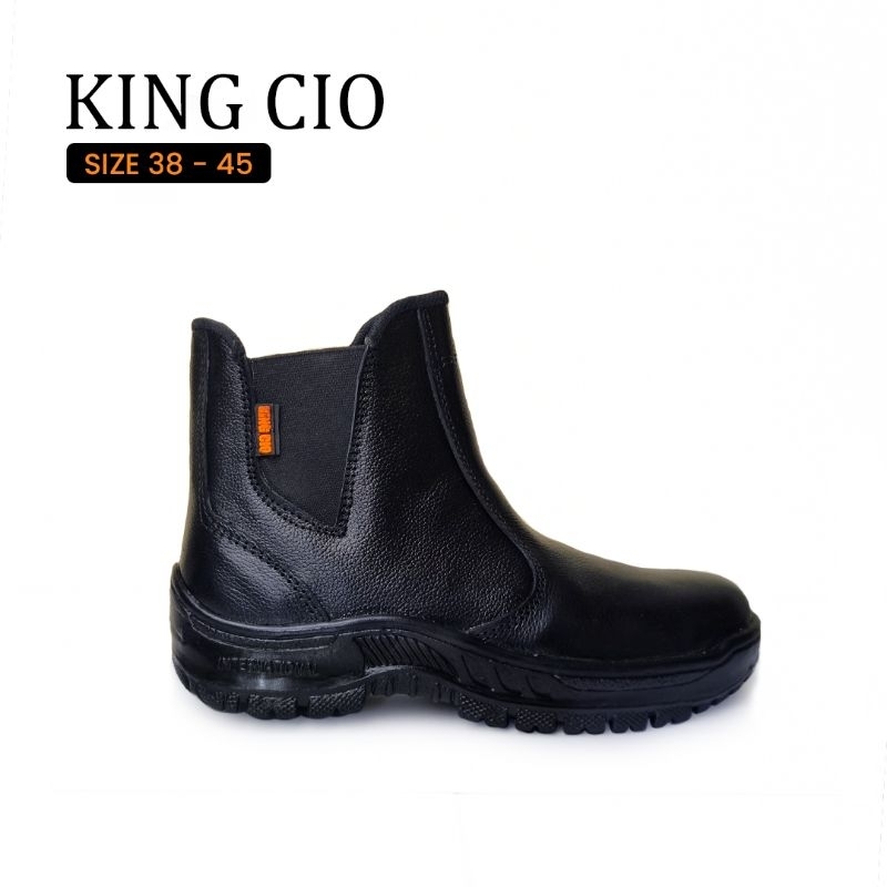 KING CIO Sepatu safety slip on kulit asli