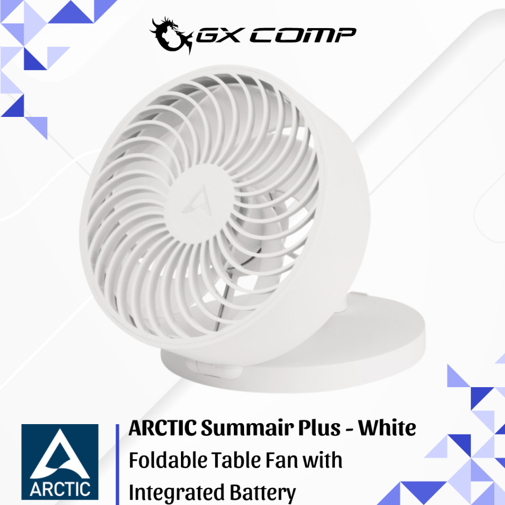 ARCTIC Summair Plus | Foldable Table Fan with Integrated Battery - White