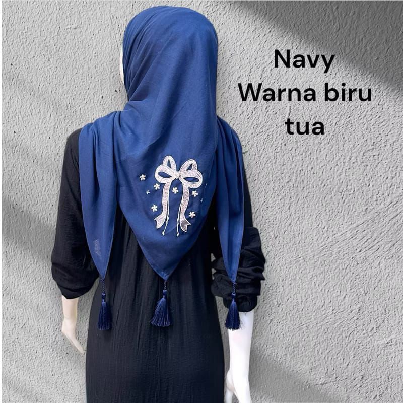 Hijab Segi Empat Paris Pita Besar //Jilbab Segi Empat Paris Pita Besar