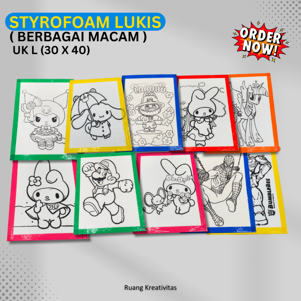

Styrofoam Lukis Berbagai Macam KarakterTerupdate Uk 40x30x1 Kualitas Premium / Sterofoam Mewarnai Lakban