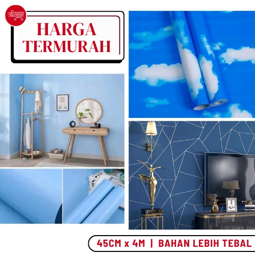 Wallpaper Dinding Kamar Ruang Tamu Motif Langit Awan Biru