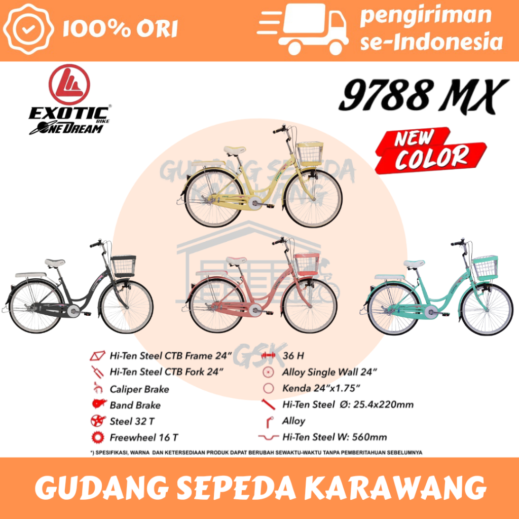 SEPEDA CITY BIKE MINI WANITA DEWASA DAN ANAK 26" 24" 20" EXOTIC MINI 9788 MX