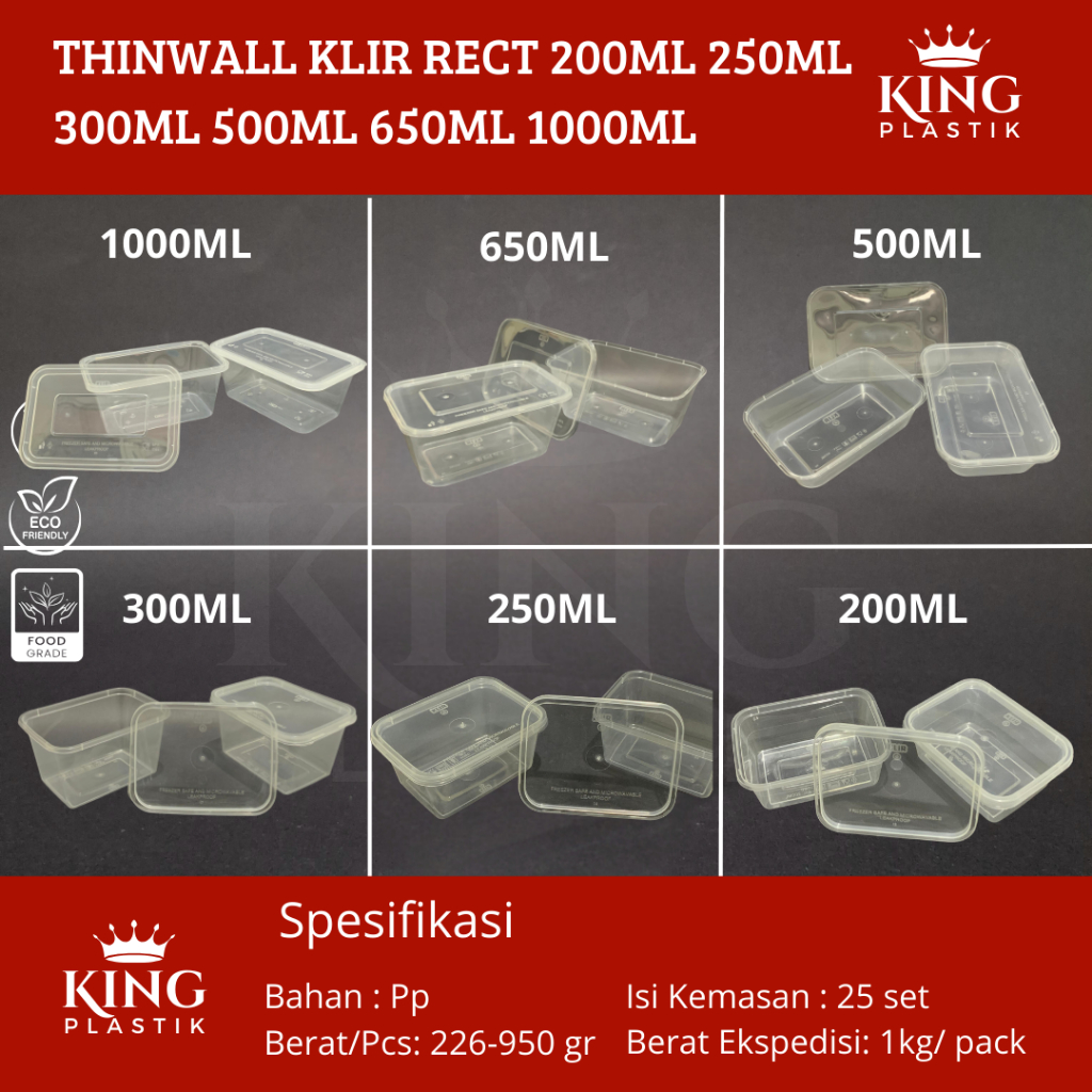 Thinwall SekatThinwall Bento Klir 200Ml 250Ml 300Ml 500Ml 650Ml 1000MlBento StarBento Sekat 3&4