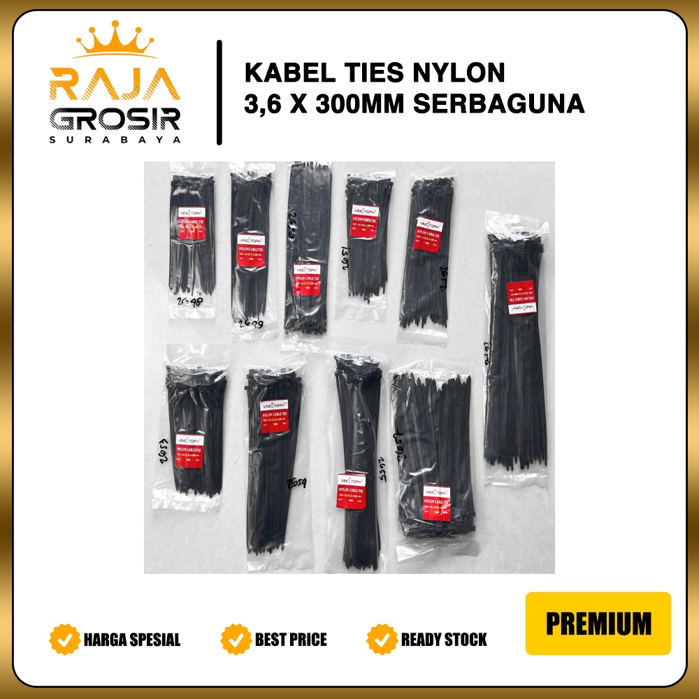 

Kabel Ties 3,6 x 300 mm isi 100 pcs Nylon Cable Tie Kuat Serbaguna Universal MultiFungsi