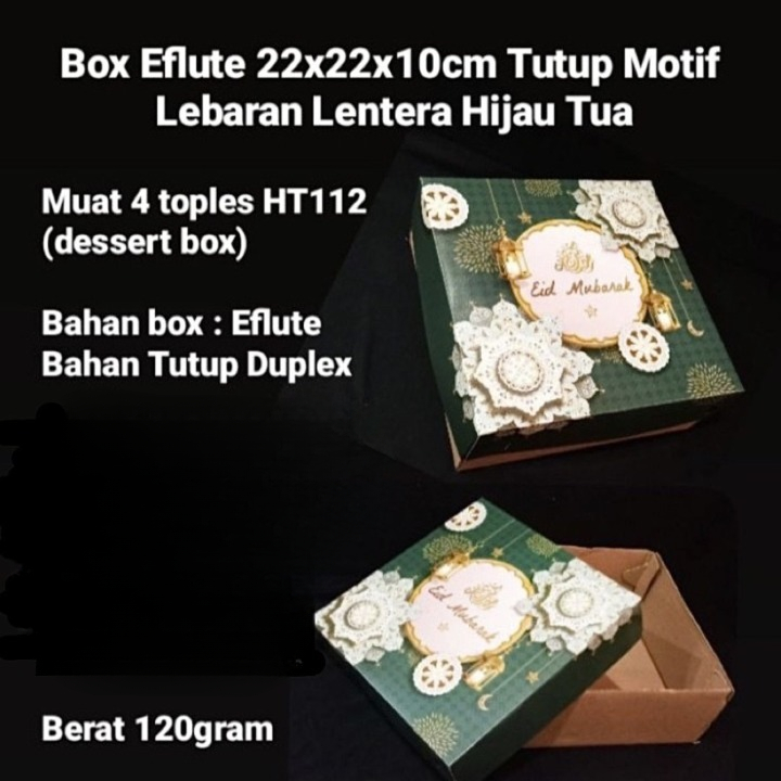 

Dus Eid Mubarak 22x22x10 Box Motif Lebaran Hijau Tua