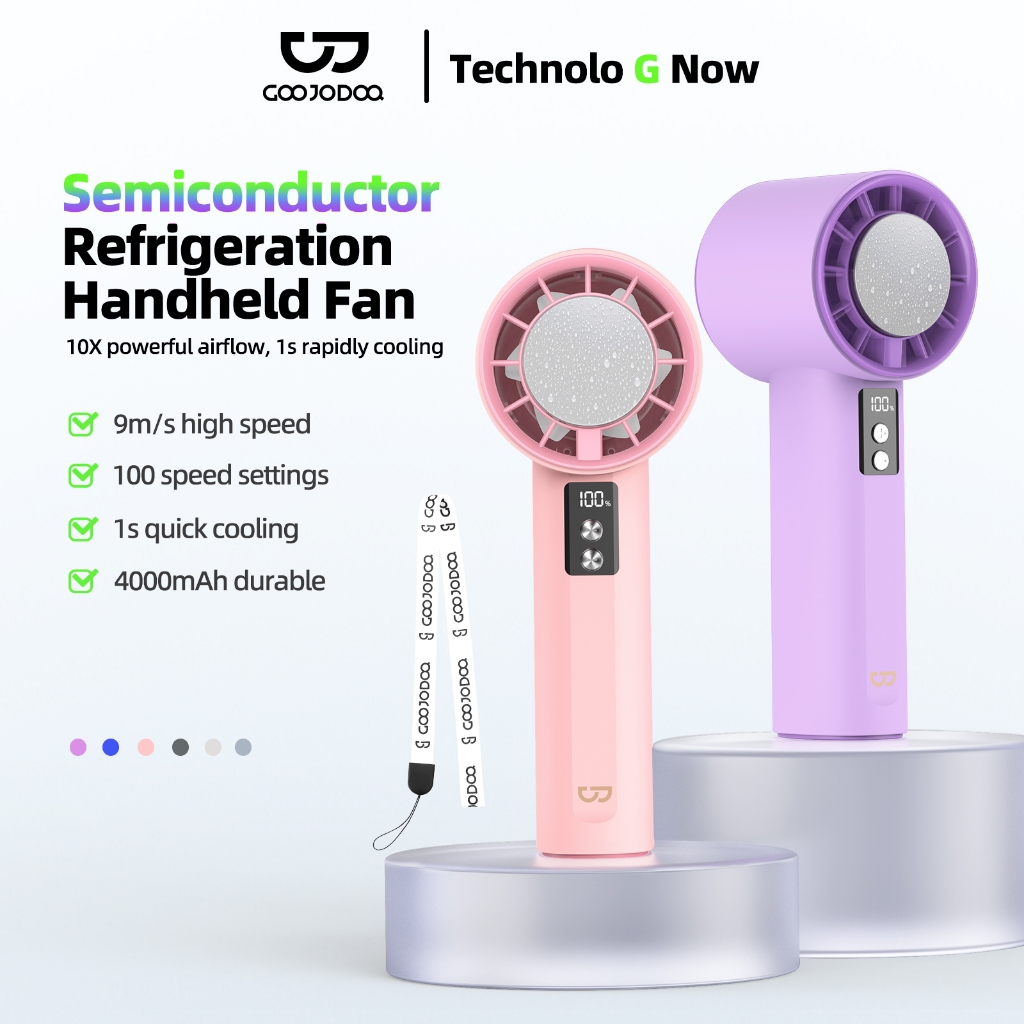 GOOJODOQ Kipas mini Strong Dapat mengaplikasikan es, 100 Speed Digital Display Adjustable Turbo Kipa