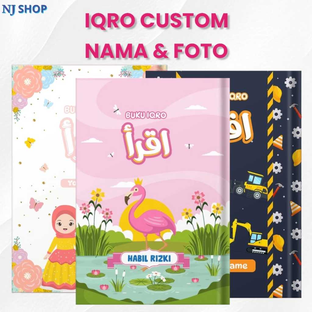 [BUKU IQRA]-IQRO Anak Berwarna Hitam Putih Custom Tulis Nama & Foto Iqra Juz amma Hard Soft Cover
