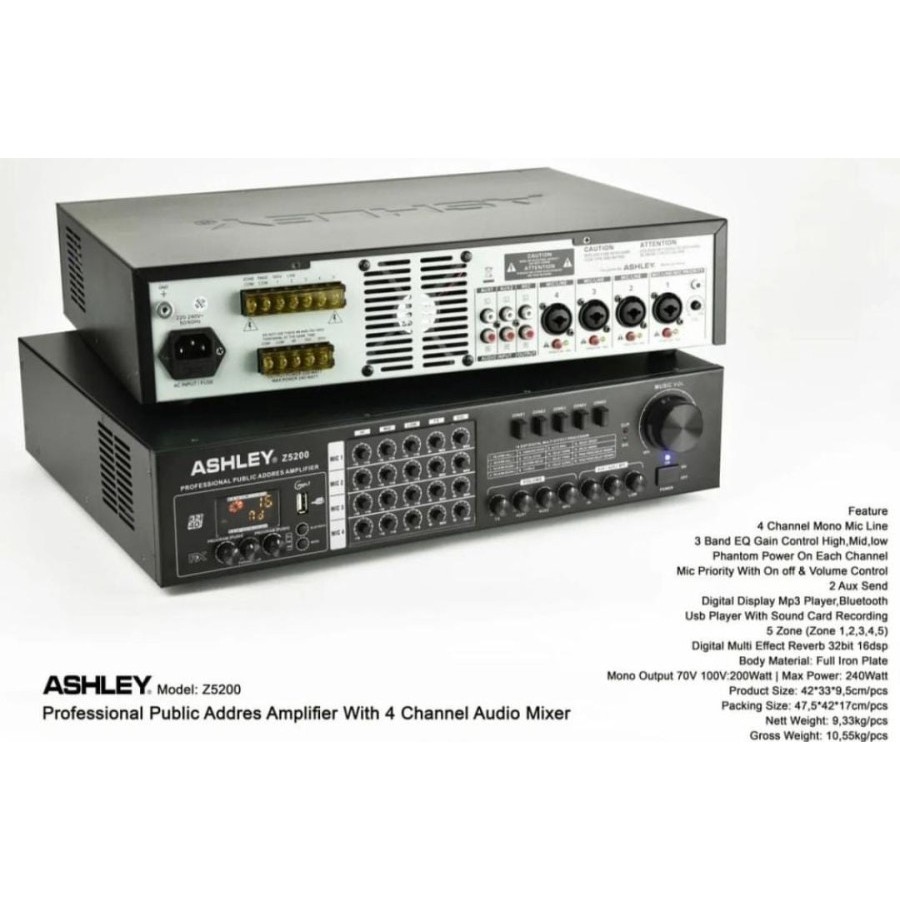 Power Amplifier ASHLEY Z5200 Z 5200 ampli TOA masjid Original