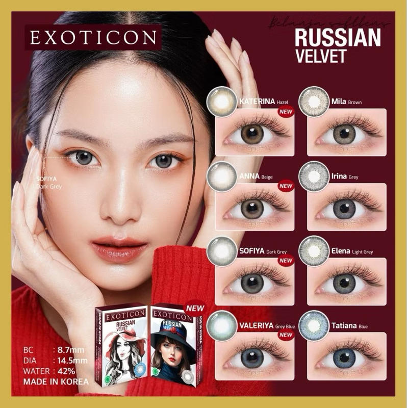 Softlens X2 RUSSIAN VELVET 14,5 MM Normal & Minus (-0,50 S/D -6,00) By X2 Exoticon / Soflen Russian 