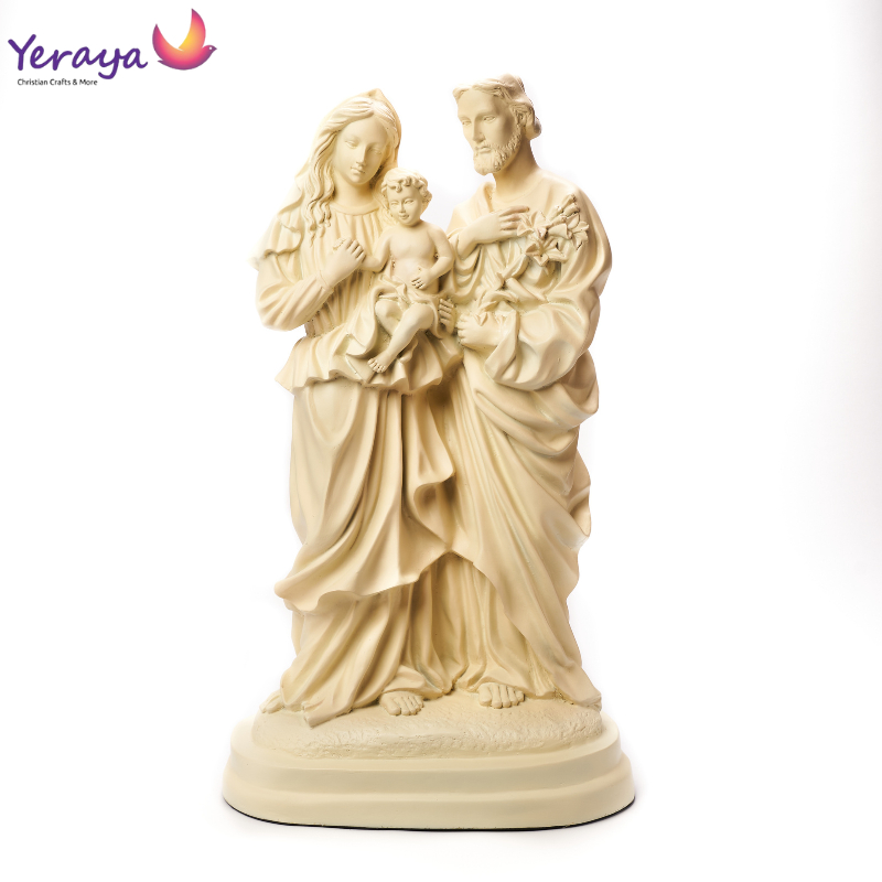 Patung Rohani Katolik Keluarga Kudus Pajangan Gereja Polos Cream SF 60cm