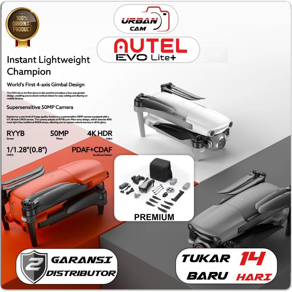 Autel Robotics EVO Lite Drone - Kamera 6K, Stabilisasi 4-Axis