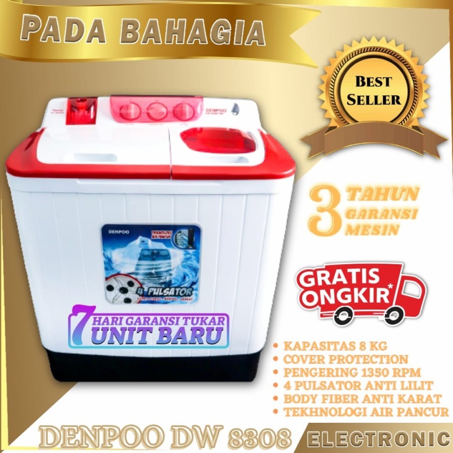 Denpoo Mesin Cuci SemiAuto DW 8308