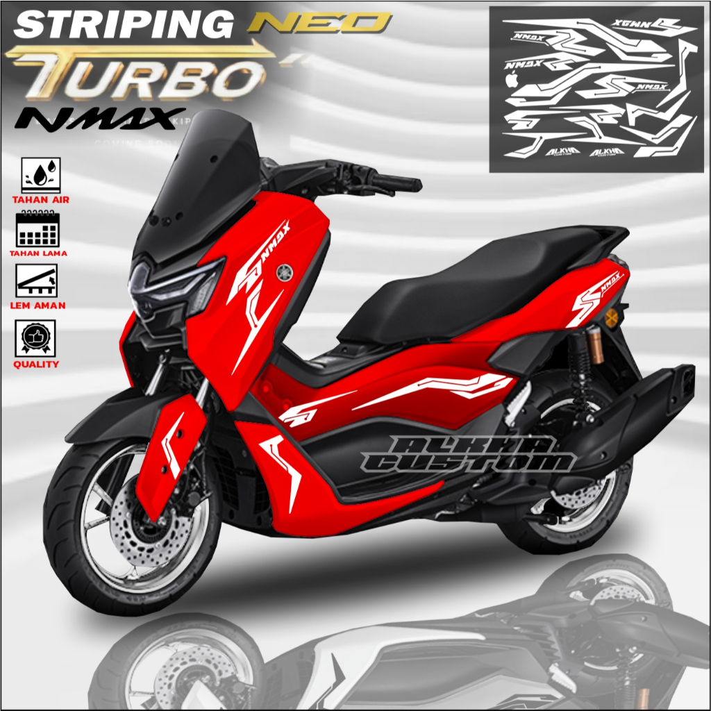 STIKER CUTING NMAX NEO TURBO STRIPING VARIASI MOTOR KONSEP SIMPEL KEREN BISA TAMBAH NAMA