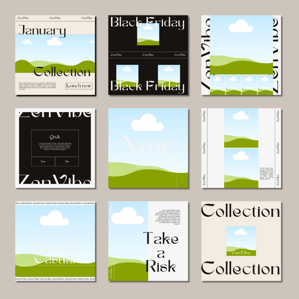 ZenVibe Instagram Feed/Post Template Canva | 9 Post Premium Design |  Bisa Diedit di Canva | Gratis 