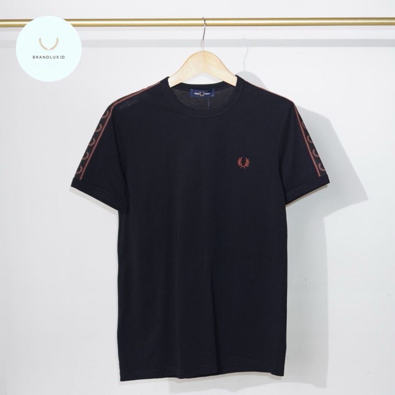 Fred Perry Contrast Tape Ringer T-Shirt Black Brown