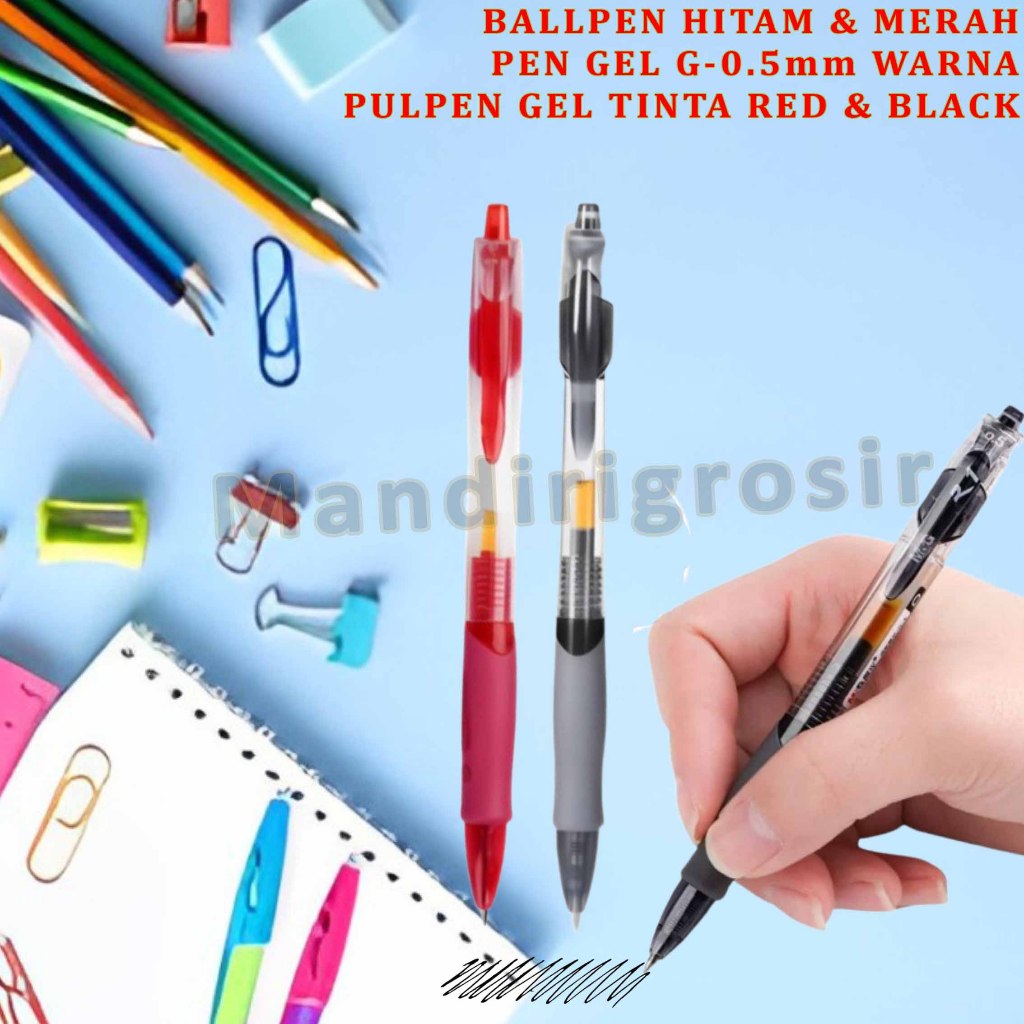 

Pulpen Gel Tinta Warna * Ballpen Hitam & Merah * Pen Gel Tinta Red & Black * 0.5mm