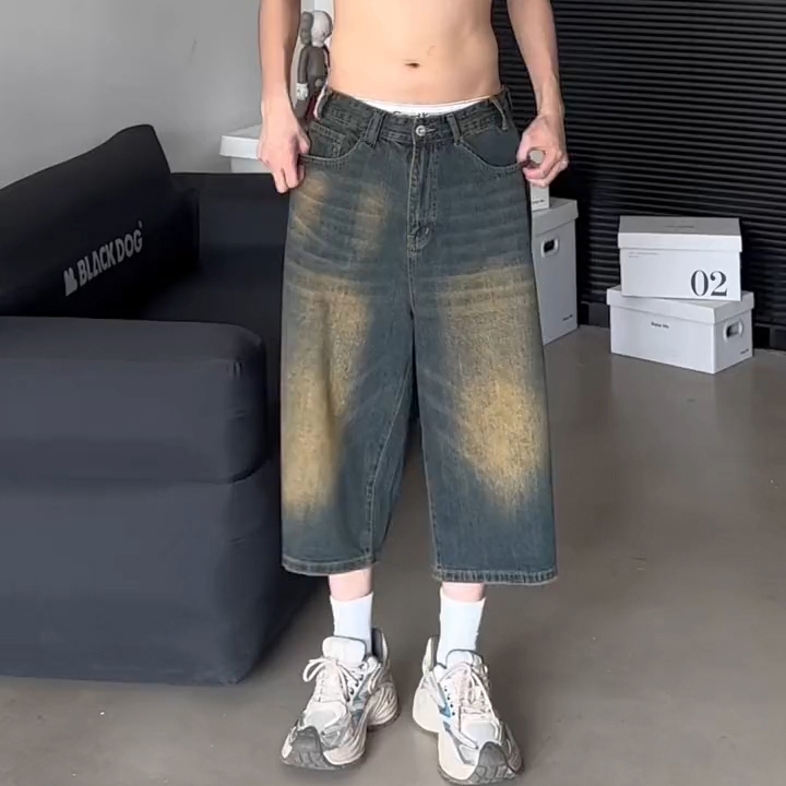 Vintage Pants Wide Leg Celana Jenas Panjang Pria Celana 7/8 Pria HW Celana Korea Pants Hot Pants Pri