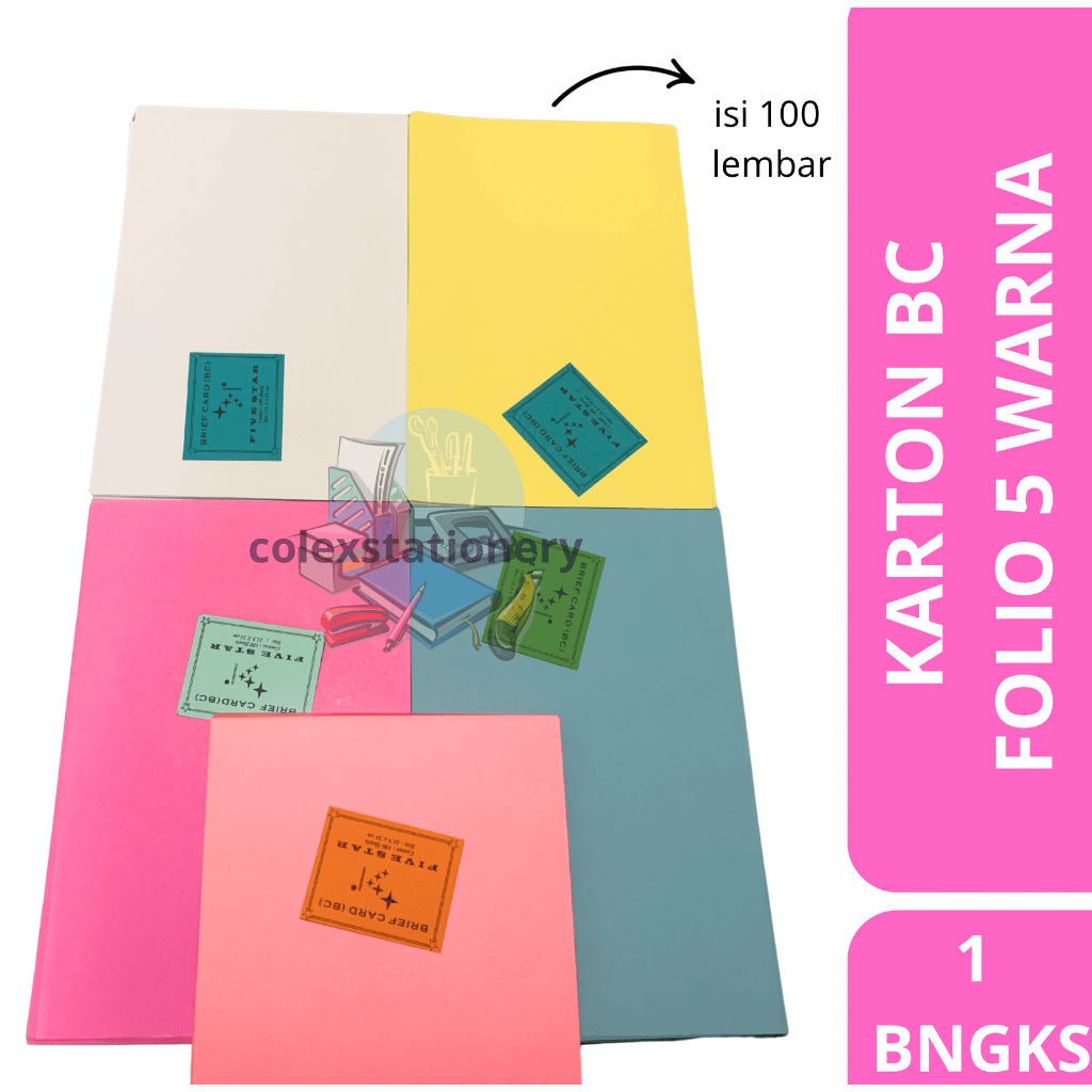 

[1 BUNGKUS] Kertas BC Karton / Kertas BC Sertifikat Ukuran Folio 5 Warna Isi 100 Lembar