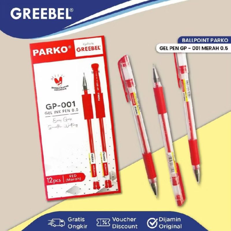 

KarensMart Bolpoin GREEBEL Parko GP-001 0.5mm Merah 1 pack