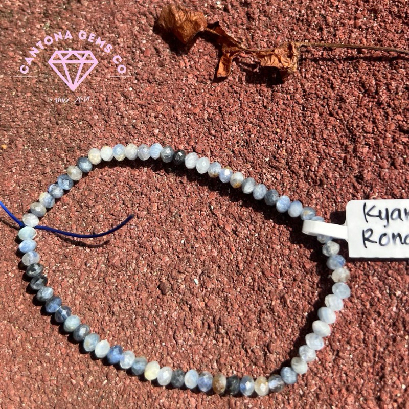 Gelang Batu Alam Asli Kyanite Rondel 3mm