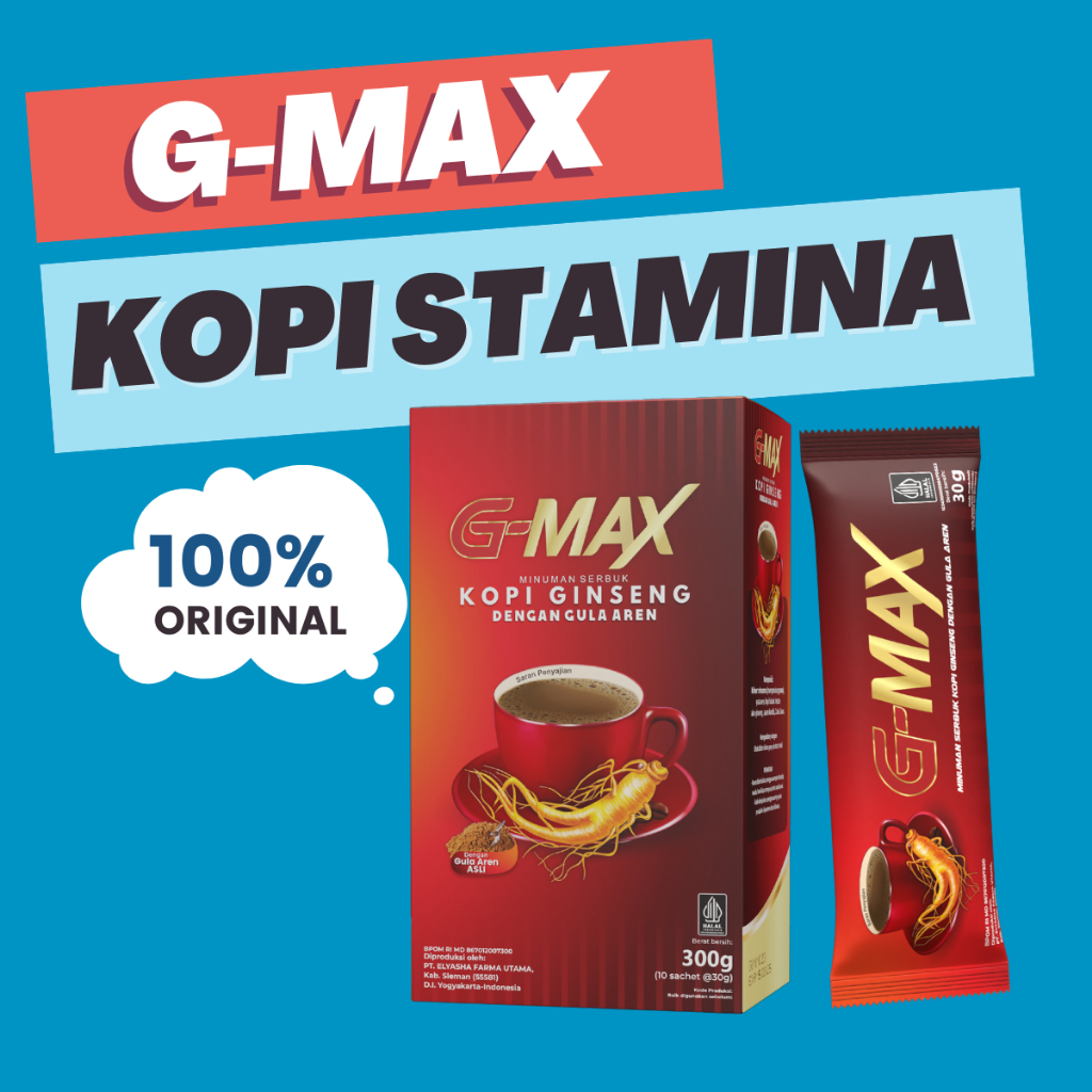 

G-MAX Kopi Stamina Pria Kuat Tahan Lama - Kopi Ginseng Stamina Pria GMAX ORI BPOM HALAL - Per Sachet